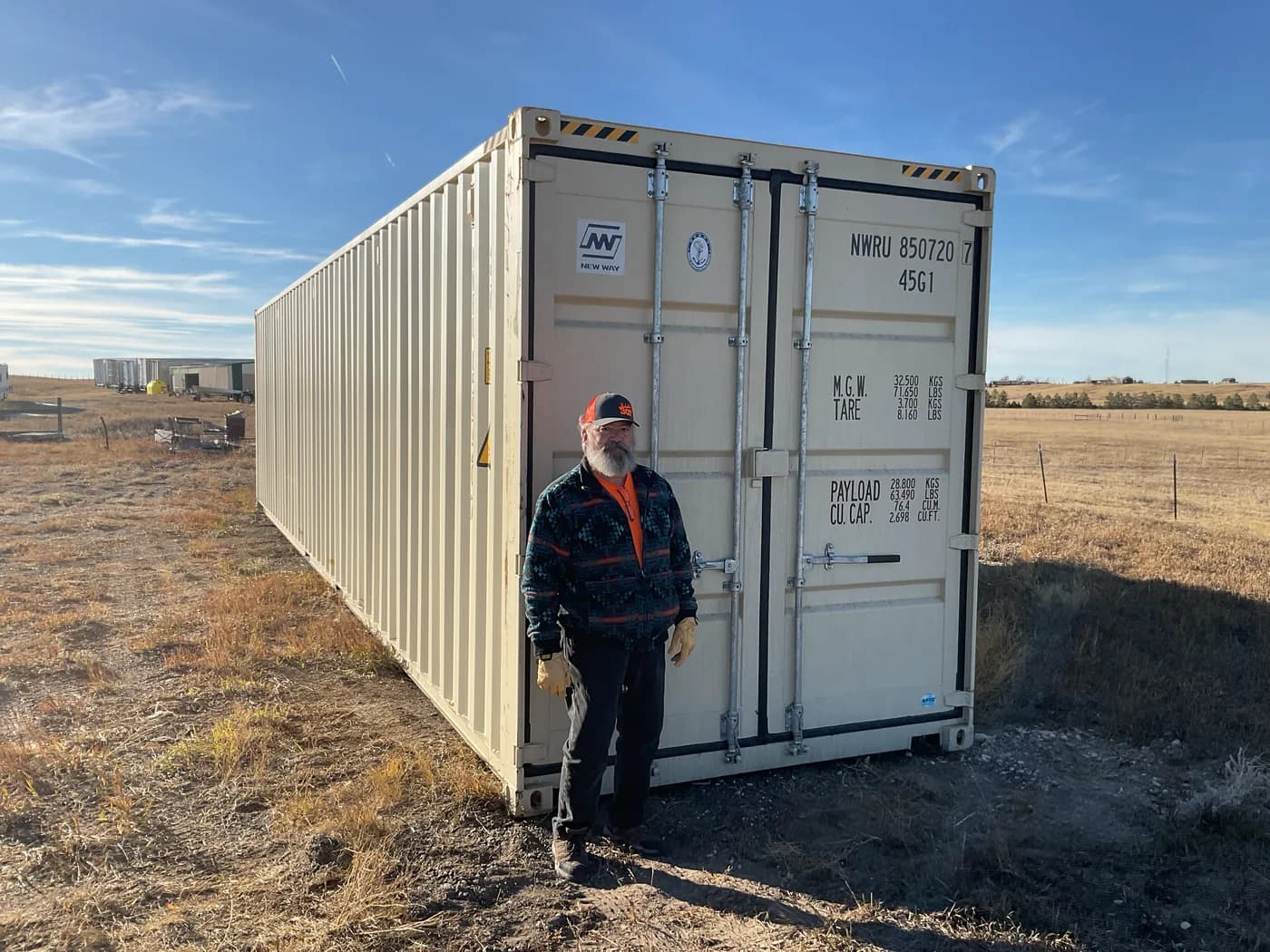 Shipping container delivered on a customer site